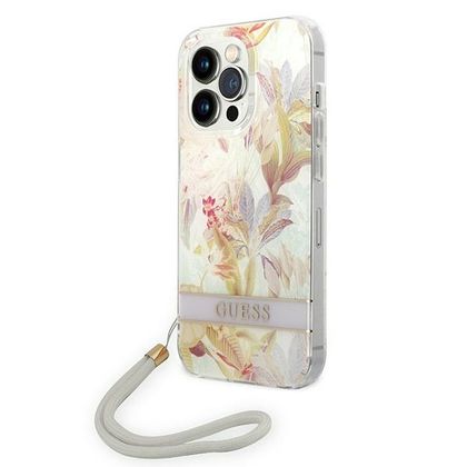 Guess GUOHCP14LHFLSU iPhone 14 Pro 6,1" fioletowy/purple hardcase Flower Strap