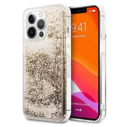 Guess GUOHCP14LGLHFLGO iPhone 14 Pro 6,1" złoty/gold hardcase Glitter Charms