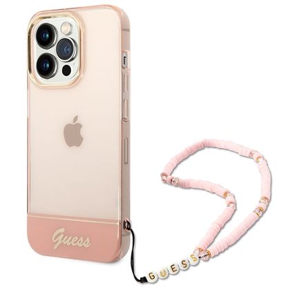 Guess GUHCP14XHGCOHP iPhone 14 Pro Max6,7" różowy/pink hardcase Translucent Pearl Strap