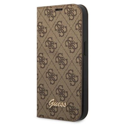 Guess GUBKP14MHG4SHW iPhone 14 Plus/ 15 Plus 6.7" brązowy/brown book 4G Vintage Gold Logo