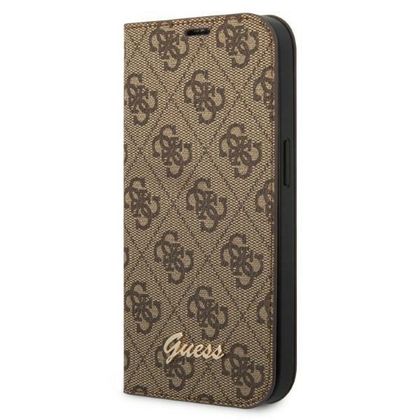 Guess GUBKP14LHG4SHW iPhone 14 Pro brązowy/brown book 4G Vintage Gold Logo