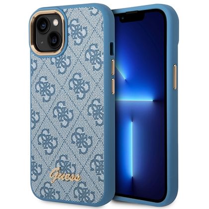 Guess GUHCP14SHG4SHB iPhone 14 / 15 / 136.1" niebieski/blue hard case 4G Vintage Gold Logo