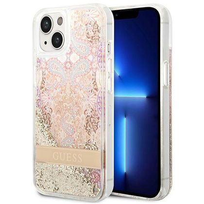 Guess GUHCP14MLFLSD iPhone 14 Plus / 15 Plus 6.7" złoty/gold hardcase Paisley Liquid Glitter