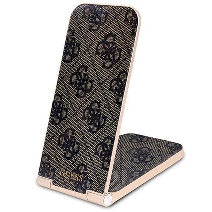 Guess składana ład. indukcyjna2w1 GUDCFAL4PEGW 15W brązowy/brown 4G Pattern MagSafe