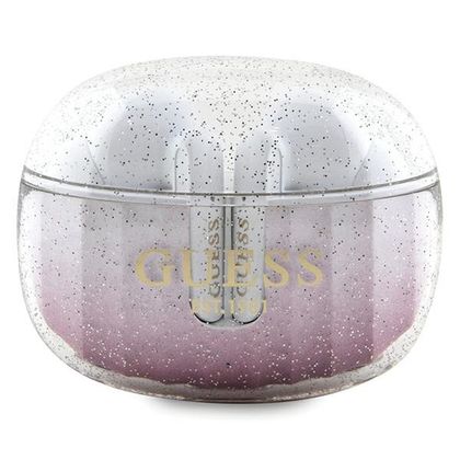 Guess słuchawki Bluetooth GUTWSHDGKEEPTWS + stacja dokująca różow/pink Glitter Gradient