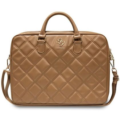 Guess Torba GUCB15ZPSQSSGW 16"brązowy/brown Quilted 4G