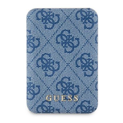 Guess Powerbank indukcyjny 15WGUPB5FP4EMGB 5000mAh niebieski/blue 4G Leather Metal Logo MagSafe