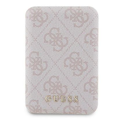 Guess Powerbank indukcyjny 15WGUPB5FP4EMGP 5000mAh różowy/pink 4G Leather Metal Logo MagSafe