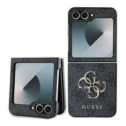 Guess GUHCZF64GMGGR Z Flip6 F741 / Z Flip7 FE czarny/black leather 4G Metal Logo