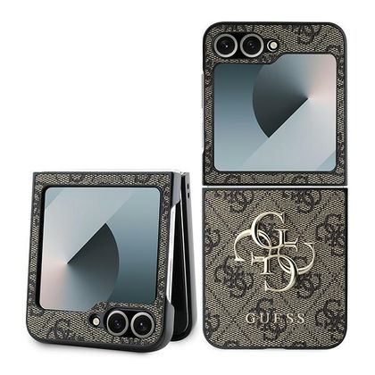 Guess GUHCZF64GMGBR Z Flip6 F741 / Z Flip7 FE brązowy/brown Leather 4G Metal Logo