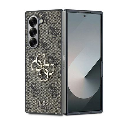 Guess GUHCZFD64GMGBR Z Fold6 F956 brązowy/brown leather 4G Metal Logo
