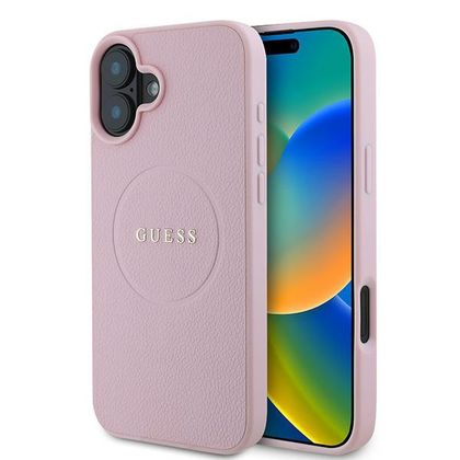 Guess GUHMP16MPGHSMMP iPhone 16 Plus6.7" różowy/pink hardcase Grained Ring MagSafe