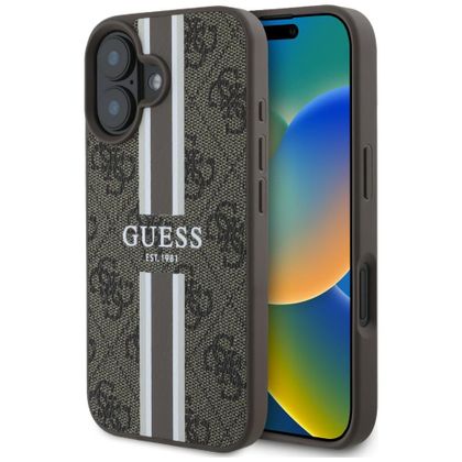 Guess GUHMP16SP4RPSW iPhone 16 6.1" brązowy/brown hardcase 4G Printed Stripes MagSafe
