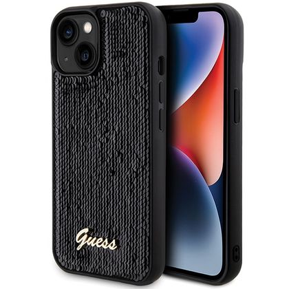 Guess GUHCP15SPSFDGSK iPhone 15 / 14 / 13 6.1" czarny/black hardcase Sequin Script Metal