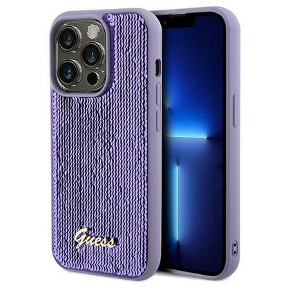 Guess GUHCP13LPSFDGSU iPhone 13 Pro / 13 6.1" fioletowy/purple hardcase Sequin Script Metal