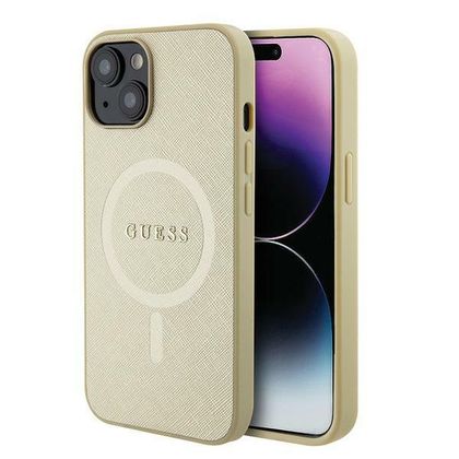 Guess GUHMP15MPSAHMCB iPhone 15 Plus / 14 Plus 6.7" złoty/gold hardcase Saffiano MagSafe