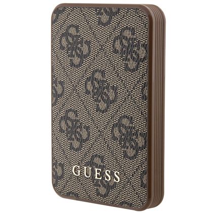 Guess Powerbank 15W GUPB5LP4GEGW5000mAh brązowy/brown 4G Leather Metal Logo