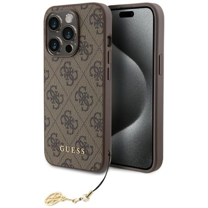 Guess GUHCP15LGF4GBR iPhone 15 Pro 6.1" brązowy/brown hardcase 4G Charms Collection