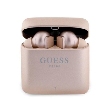 Guess słuchawki Bluetooth GUTWSSU20ALEGPTWS + stacja dokująca różowo złoty/rose gold Printed Logo