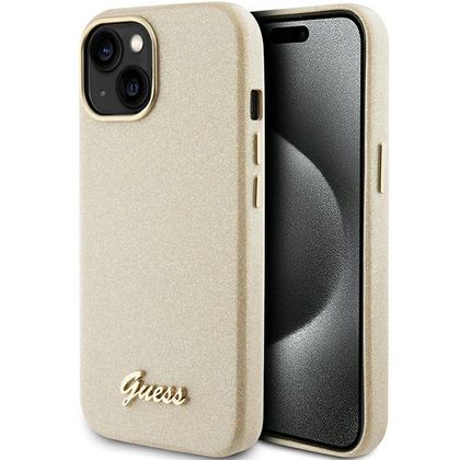 Guess GUHCP15SPGMCSD iPhone 15 / 14 / 13 6.1" złoty/light gold hardcase Glitter Glossy Script