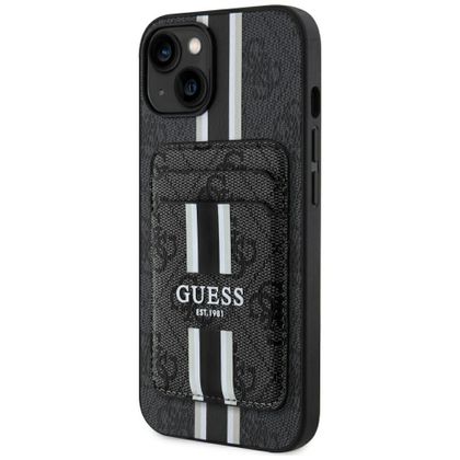 Etui Guess 4G Stripes z portfelem Magsafe do iPhone 15 czarny