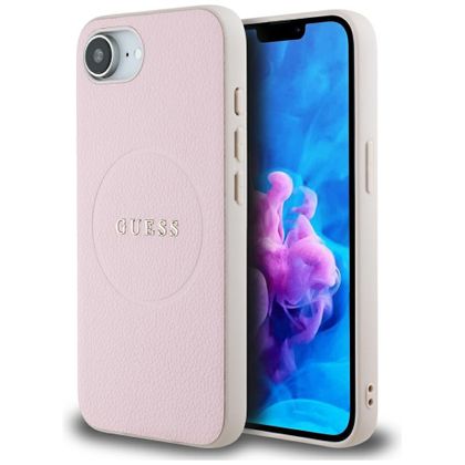Etui Guess Grained Ring MagSafe do iPhone 16e / 17e różowy