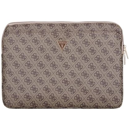 Torba Guess Sleeve 14" 4G Zipper Pocket Triangle Logo brązowy