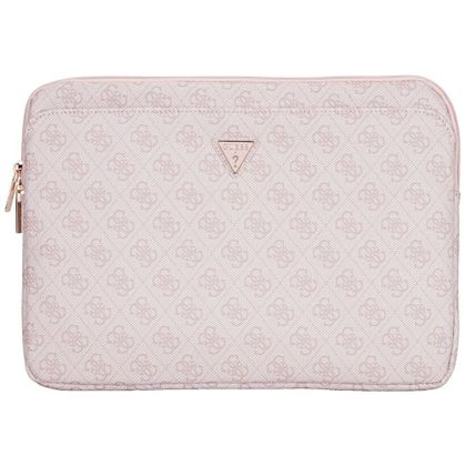 Torba Guess Sleeve 14" 4G Zipper Pocket Triangle Logo różowy