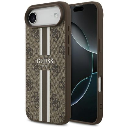 Etui Guess 4G Printed Stripes MagSafe do iPhone Air brązowy
