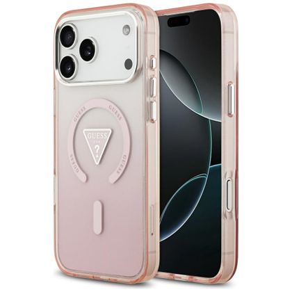 Etui Guess IML Gradient Triangle Logo MagSafe do iPhone 17 Pro Max / 18 Pro Max różowy