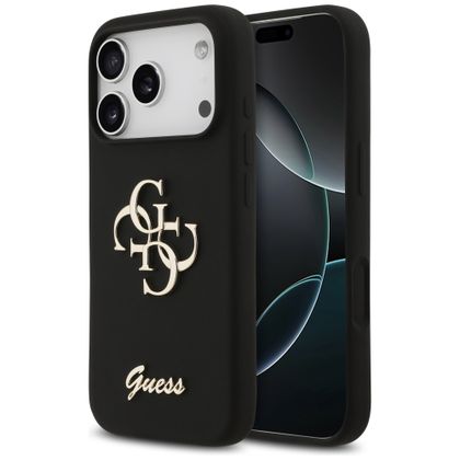 Etui Guess Silicone Big 4G Script do iPhone 17 Pro czarny