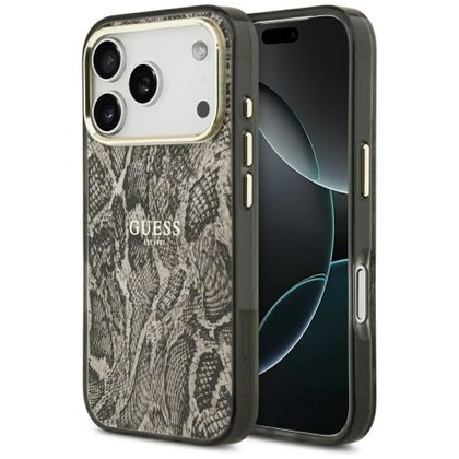 Etui Guess Python Pattern MagSafe do iPhone 17 Pro Max / 18 Pro Max brązowy