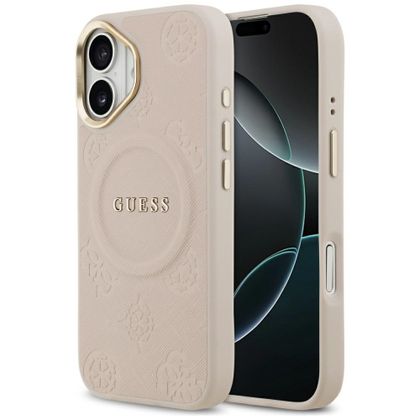Etui Guess Peony Hot Stamp MagSafe do iPhone 17 różowy