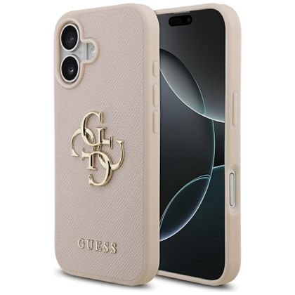 Etui Guess Grained Big 4G & Classic Logo do iPhone 17 różowy
