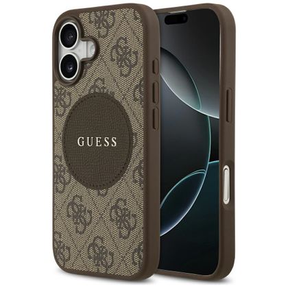 Etui Guess 4G Circle Classic Logo MagSafe do iPhone 17 brązowy