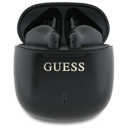 Guess słuchawki Bluetooth GUTWSJ14ESGKTWS + stacja dokująca czarny/black Printed Classic Logo