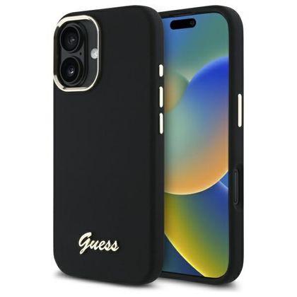 Guess GUHCP16MSMBSLK iPhone 16 Plus 6.7" czarny/black hardcase Silicone Script Metal Logo & Frame