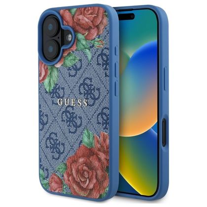 Guess GUHMP16SP4ROPEMCB iPhone 16 6.1" niebieski/blue hardcase 4G Flowers Print MagSafe