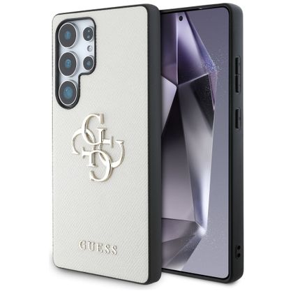 Etui Guess Grained Big 4G Logo Small Classic Logo do Samsung Galaxy S25 Ultra beżowy