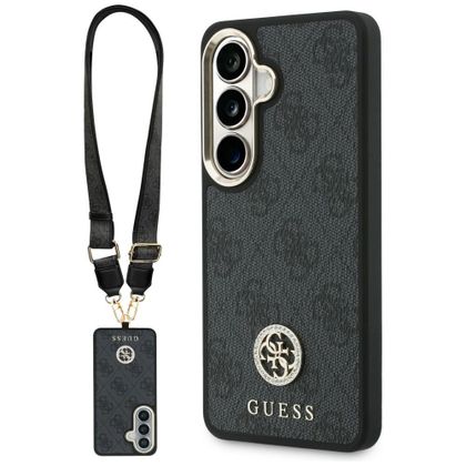 Zestaw Etui + Smycz Guess 4G Big Rhinestone Triangle Strap MagSafe do Samsung Galaxy S26 czarny