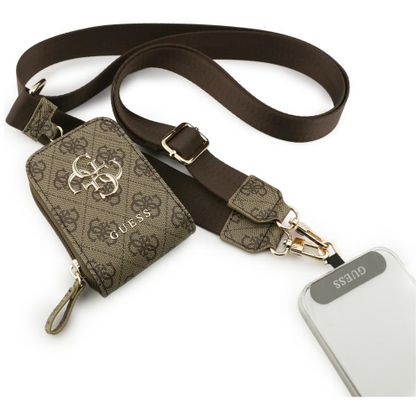 Uniwersalna smycz z portfelem Guess 4G Metal logo brązowy