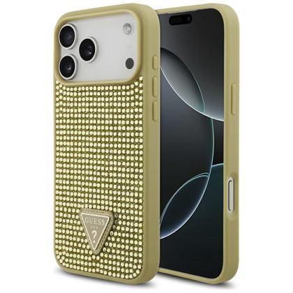 Etui Guess Rhinestone Triangle Logo do iPhone 17 Pro Max złoty