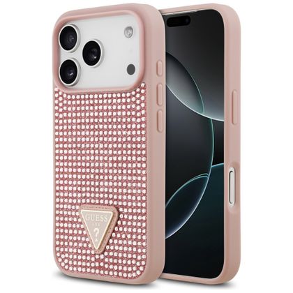 Etui Guess Rhinestone Triangle Logo do iPhone 17 Pro / 18 Pro różowy