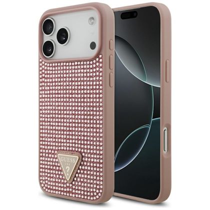 Etui Guess Rhinestone Triangle Logo do iPhone 17 Pro Max / 18 Pro Max różowy