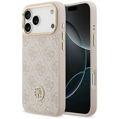 Etui Guess 4G Strass Logo MagSafe do iPhone 17 Pro Max / 18 Pro Max różowy