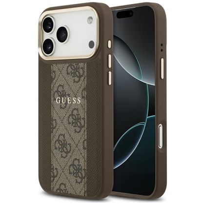 Etui Guess 4G Stripe MagSafe do iPhone 17 Pro Max / 18 Pro Max brązowy
