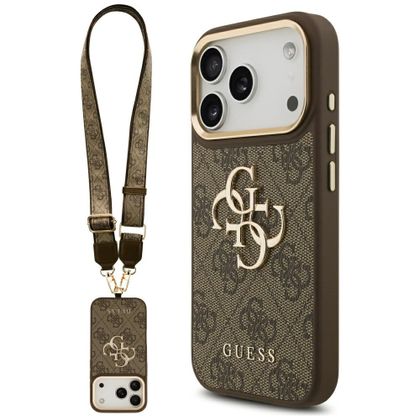 Etui Guess 4G Big 4G Classic Logo Big Strap Metal Buttons do iPhone 17 Pro / 18 Pro brązowy