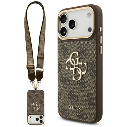 Etui Guess 4G Big 4G Classic Logo Big Strap Metal Buttons do iPhone 17 Pro Max / 18 Pro Max brązowy
