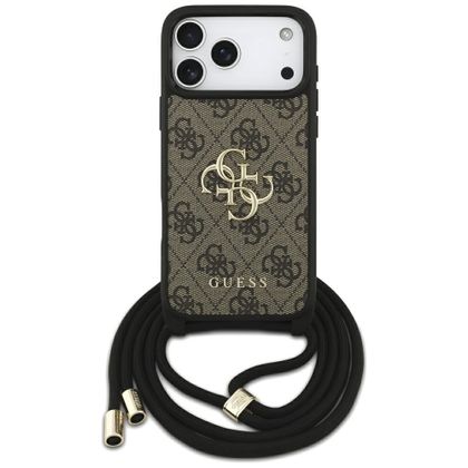 Etui Guess 4G Big Logo Cord Stap Crossbody do iPhone 17 Pro Max / 18 Pro Max brązowy