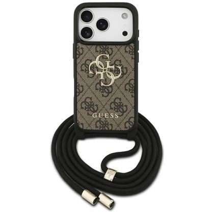 Etui Guess 4G Big Logo Cord Stap Crossbody do iPhone 17 Pro / 18 Pro brązowy
